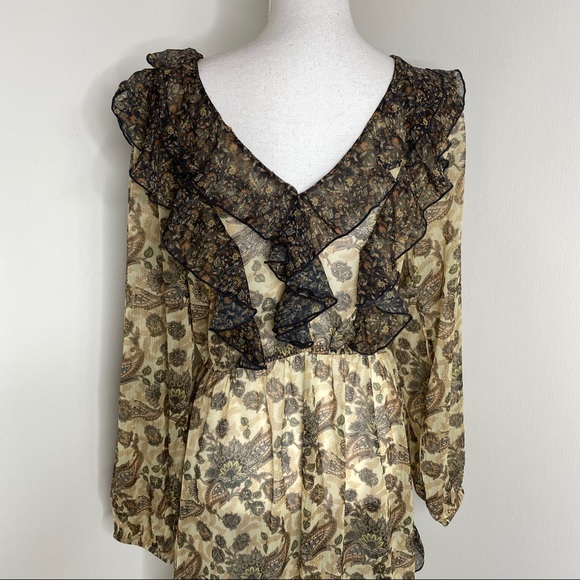 Anthropologie Let Me Be Sheer Femme Maxi Boho Ruffle Hi-Low Tops Size S NWT - Picture 10 of 16